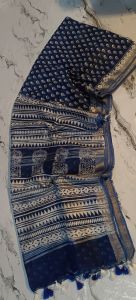 Ladies Cotton Salub Hand Block Discharge Print Design Saree
