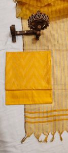Ladies Cotton Silk Ikat Pattern Unstitched Suit Set