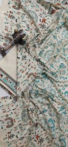 Ladies Cotton Silk Madhubani Print Unstitched Suit Set
