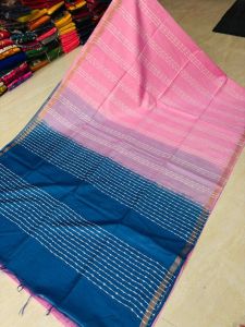 Ladies Cotton Silk Stripes Weaving Two Tone Saree