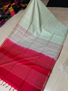 Ladies Cotton Silk Stripes Weaving Two Tone Saree