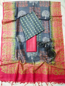 Ladies Cotton Silk Tree Motif Border Saree