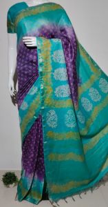 Ladies Dual Shade Floral Designer Party Wear Silk Blend Saree