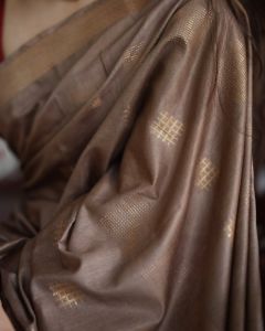Ladies Elegant Golden Buti Soft Silk Party Wear Saree