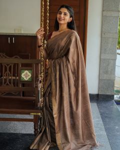 Ladies Elegant Golden Buti Soft Silk Party Wear Saree