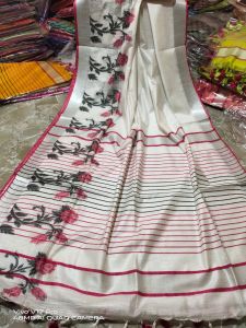 Ladies Floral Pattern Cotton Salub Jacquard Weaving Saree