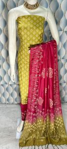 Ladies Katan Silk Block Print Suit Set