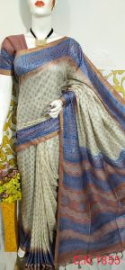 Ladies Katan Silk Ethnic Discharge Print Saree
