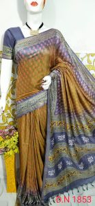 Ladies Katan Silk Ethnic Discharge Print Saree