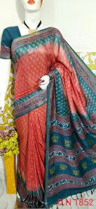 Ladies Katan Silk Ethnic Discharge Print Saree