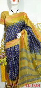 Ladies Katan Silk Ethnic Discharge Print Saree