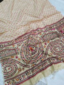 Ladies Khadi Cotton Madhubani Print Dupatta