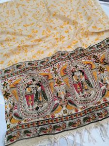 Ladies Khadi Cotton Madhubani Print Dupatta
