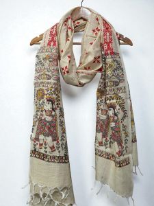 Ladies Khadi Cotton Madhubani Print Dupatta
