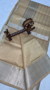 Ladies Mangalagiri Cotton Silk Silver Zari Border Saree