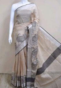 Ladies Paisley Pattern Cotton Salub Jacquard Weaving Saree
