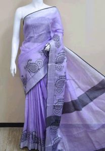 Ladies Paisley Pattern Cotton Salub Jacquard Weaving Saree