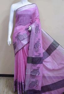 Ladies Paisley Pattern Cotton Salub Jacquard Weaving Saree