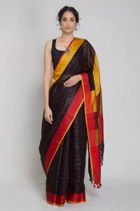 Ladies Pure Linen by Linen Contrast Border Saree