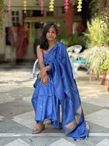 Ladies Pure Tussar Ghicha Silk Zari Patti Saree
