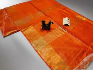 Ladies Pure Tussar Munga Silk Golden Zari Border Saree