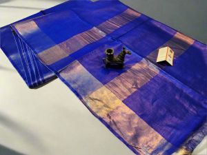 Ladies Pure Tussar Munga Silk Golden Zari Border Saree