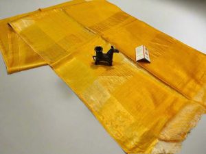 Ladies Pure Tussar Munga Silk Golden Zari Border Saree