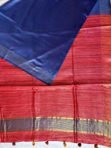 Ladies Pure Tussar Staple Ghicha Contrast Pallu Saree