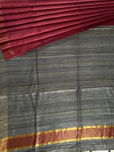 Ladies Pure Tussar Staple Ghicha Contrast Pallu Saree