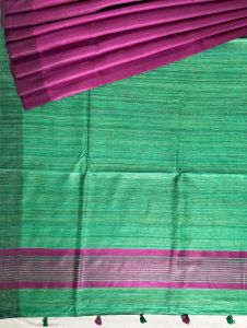 Ladies Pure Tussar Staple Ghicha Contrast Pallu Saree