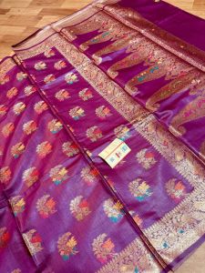 Ladies Royal Tussar Munga Silk Banarasi Floral Weave Saree