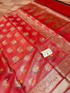 Ladies Royal Tussar Munga Silk Banarasi Floral Weave Saree