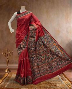 Ladies Semi Silk Handloom Weave Border Saree
