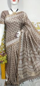 Ladies Semi Tussar Silk Discharge Print Design Saree