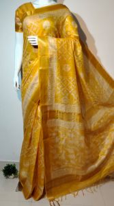 Ladies Semi Tussar Silk Mangalagiri Block Print Saree