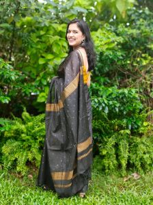 Ladies Semi Tussar Silk Mangalagiri Buta Weave Saree