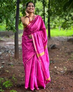 Ladies Semi Tussar Silk Mangalagiri Buta Weave Saree