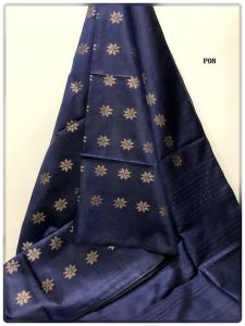 Ladies Semi Tussar Silk Zari Flower Weaving Saree