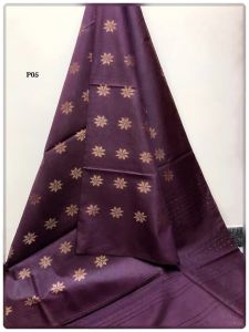 Ladies Semi Tussar Silk Zari Flower Weaving Saree