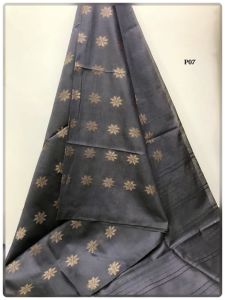 Ladies Semi Tussar Silk Zari Flower Weaving Saree