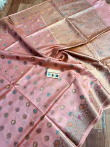 Ladies Tussar Desi Silk Floral Zari Buta Saree