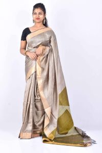 Ladies Tussar Desi Silk Floral Zari Buta Saree