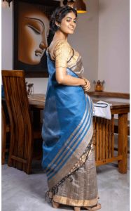 Ladies Tussar Desi Silk Floral Zari Buta Saree