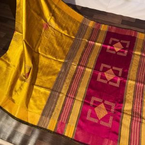 Ladies Tussar Dupion Raw Silk Handloom Weave Saree