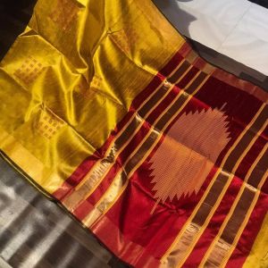 Ladies Tussar Dupion Raw Silk Handloom Weave Saree