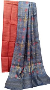 Ladies Tussar Ghicha Silk Embroidered Suit Set