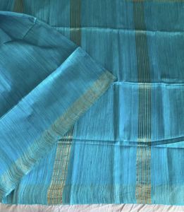 Ladies Tussar Ghicha Silk Golden Zari Border Saree