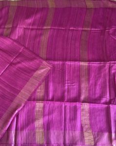 Ladies Tussar Ghicha Silk Golden Zari Border Saree