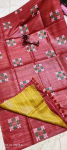 Ladies Tussar Ghicha Silk Hand Embroidered Buta Saree