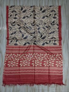 Ladies Tussar Ghicha Silk Madhubani Dupatta